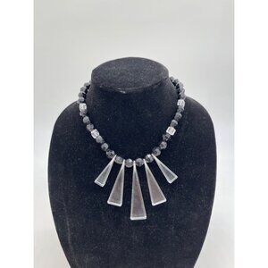 Vintage Fiocchi Style Art Deco Black and Clear Bakelite Egypyain bib Cleopatra N